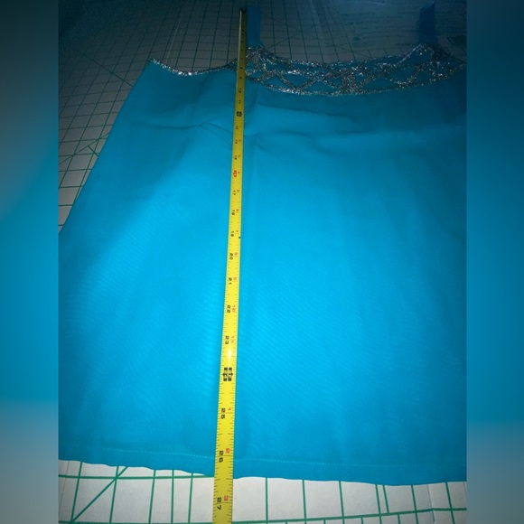 Turquoise/aqua formal 3 pc set, with silver geometric beading design, NWT, Sz 1X - Picture 12 of 16